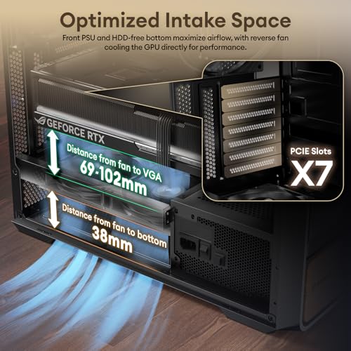 Image of Okinos Air Cross, Genuine Walnut Wood ATX Case, 3x140mm PWM Fan & 2x120mm Reverse PWM Fan Pre-Installed, Airflow Optimized Mesh Panels, Back-Connect Motherboard Compatible, Mid Tower PC Case, Type C