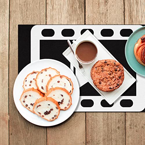 Set de table pour table à manger noir et blanc lavable et résistant - 7