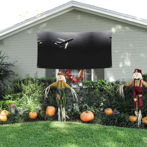 MINDBBDFJ Plane Flying Over The Sea Print Banners And Signs For Outdoor/Indoor,Personalized Banner Customizable Parties Halloween Banner (180x90cm)3