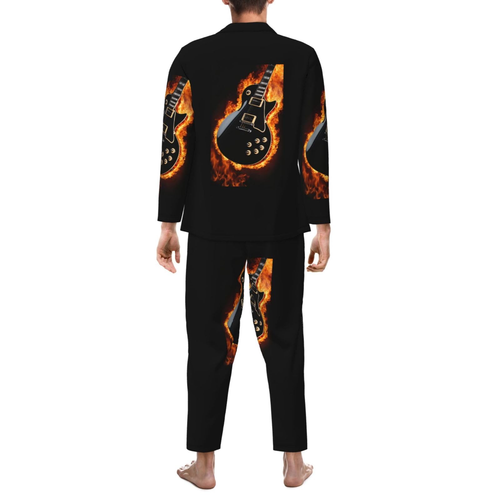 Chitarra Elettrica Stampa Uomo Manica Lunga Pigiama Set Due Pezzi Lounge Pantaloni Per Inverno Autunno Primavera Estate