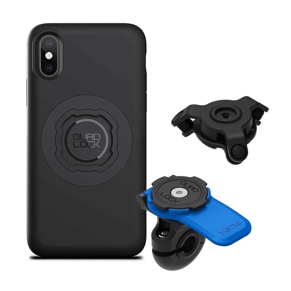 Quad Lock Mirror Motorcycle Phone Mount with Vibration Dampener and MAG Phone Case for iPhone X/XS