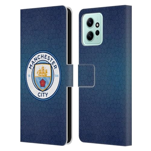 Head Case Designs Officially Licensed Manchester City Man City FC Obsidian Mosaic Full Colour Badge Pixels Leather Book Wallet Case Cover Compatible with Xiaomi Redmi 12