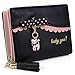 UTO Wallet for Girls PU Leather Card Holder Organizer Women Small Cute Coin Purse Black