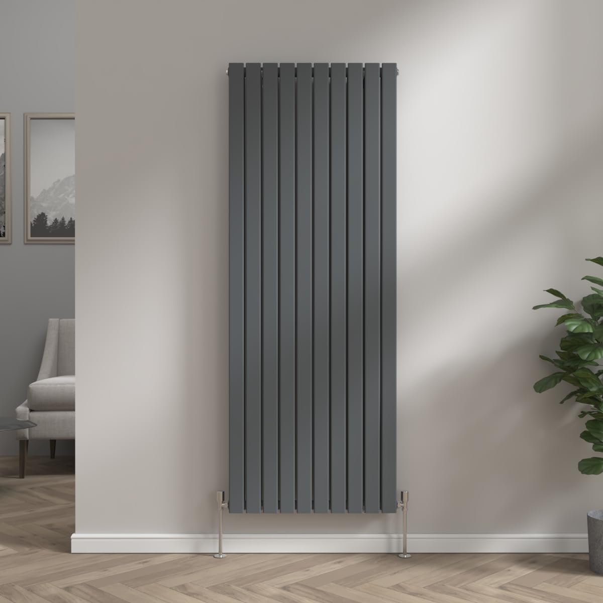 Nrg Anthracite Vertical Flat Panel Designer Radiator Double 1800X680mm
