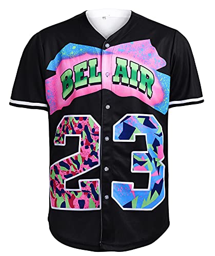 Cuthbert 90S Clothing For Men And Women,Belair Baseball Jersey Shirt For Party,Hip Hop Short Sleeves Buttom Down Shirt (23Black,M) #TOP6