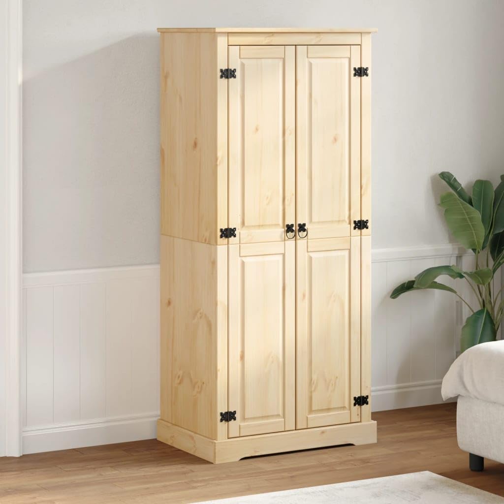 IKAYAA Armario Dormitorio con Dos Puertas, Armario Corona Madera Maciza de Pino,Armario Ropero Ancho 76 cm Armarios Juvenil Diseño Moderno 76 x 50 x 170 cm
