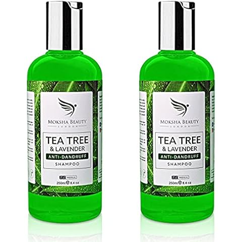 Tea Tree Oil Anti Dandruff Shampoo - 2 Pack [Made In UK] Therapeutic Grade | Antifungal for Dry Itchy Flaky Scalp and Hair | Prevents Head Lice Men Women | 250ml Cover