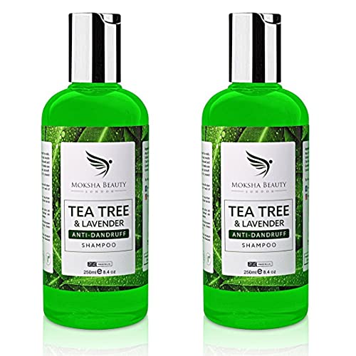 Shampoo anti-forfora, olio di tea tree – confezione da 2 [Made in UK] di grado terapeutico | antifungino per prurito secco e capelli traballanti, previene i pidocchi, uomini e donne, 250 ml