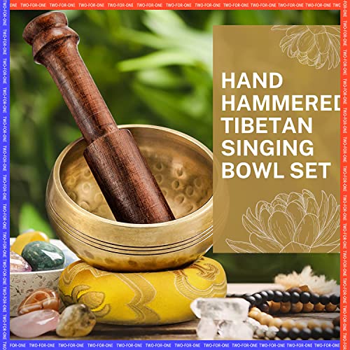 Tibetan Singing Bowl Sound Bowl Meditation Bowl 3.2 Inch, Moukey Zen Yoga Bowl Set With Wooden Striker And Cushion Pillow, Gift For Women #TOP1