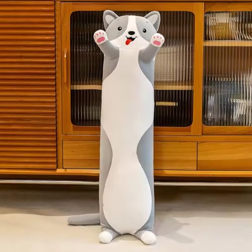 Image of The Perfect Grey Long Dog Plush Pillow for Snuggly Nights and Sweet Dreams an for Anyone in Need of Cuddly Comfort