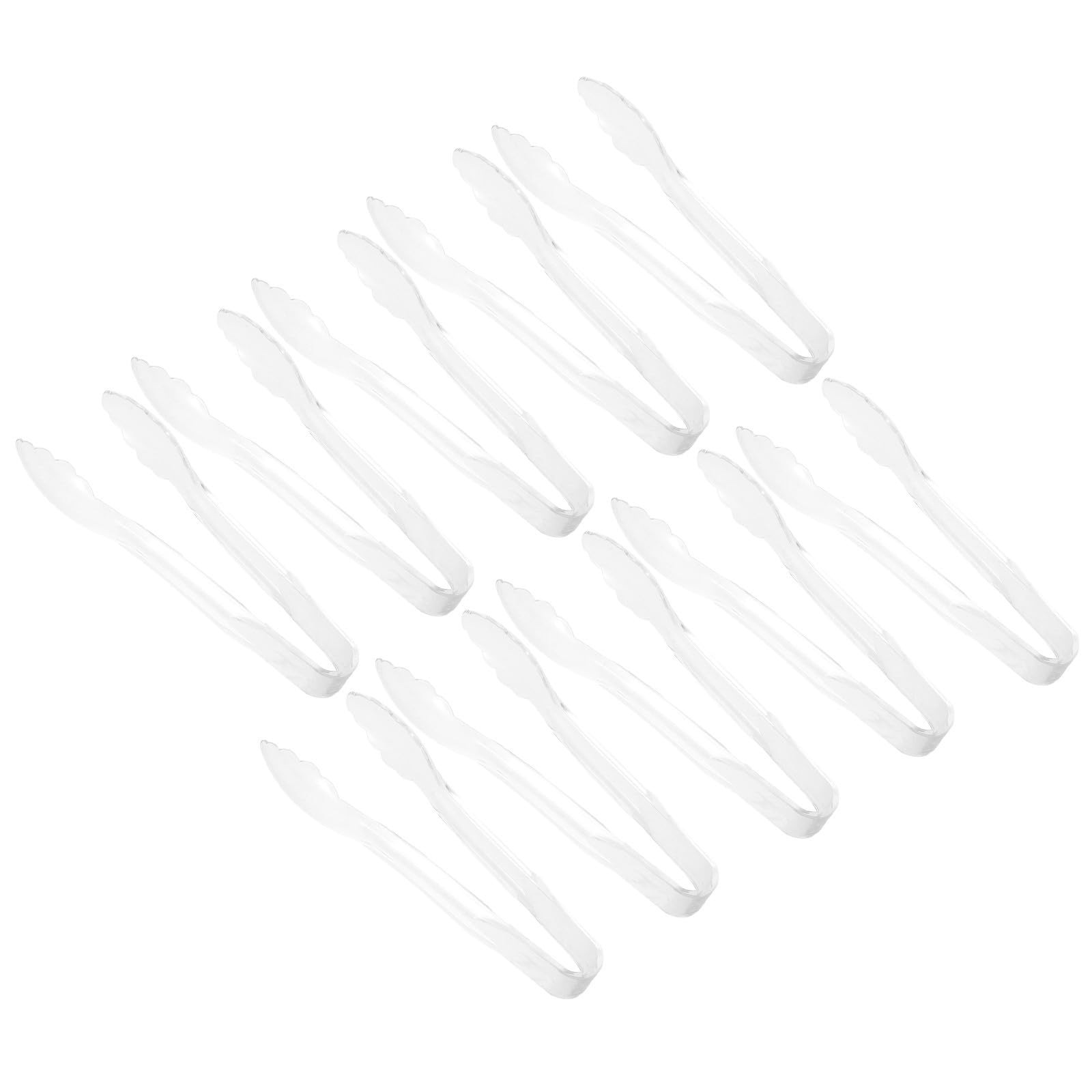 Pinzas para Alimentos Transparentes de Plástico Diseño Grueso Reutilizable, 10 Piezas de 9 Pulgadas Ideales para Buffet y Fiestas en Casa