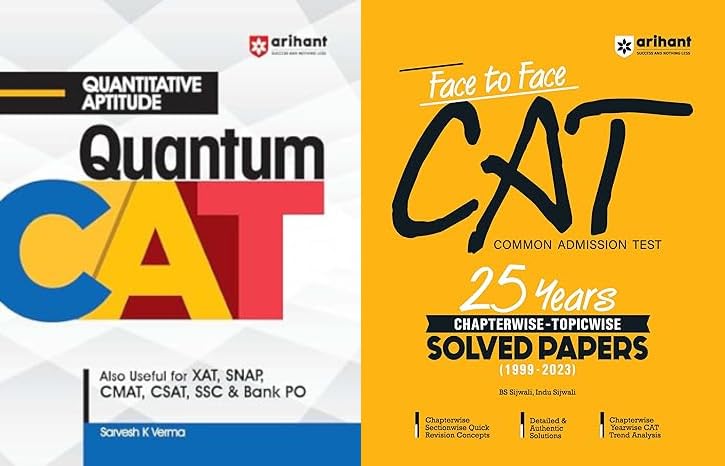 ARIHANT QUAMTUM CAT GIUDE & Face To Face CAT 30 Years Sectionwise & Topicwise solved paper 2024-25 EDTION