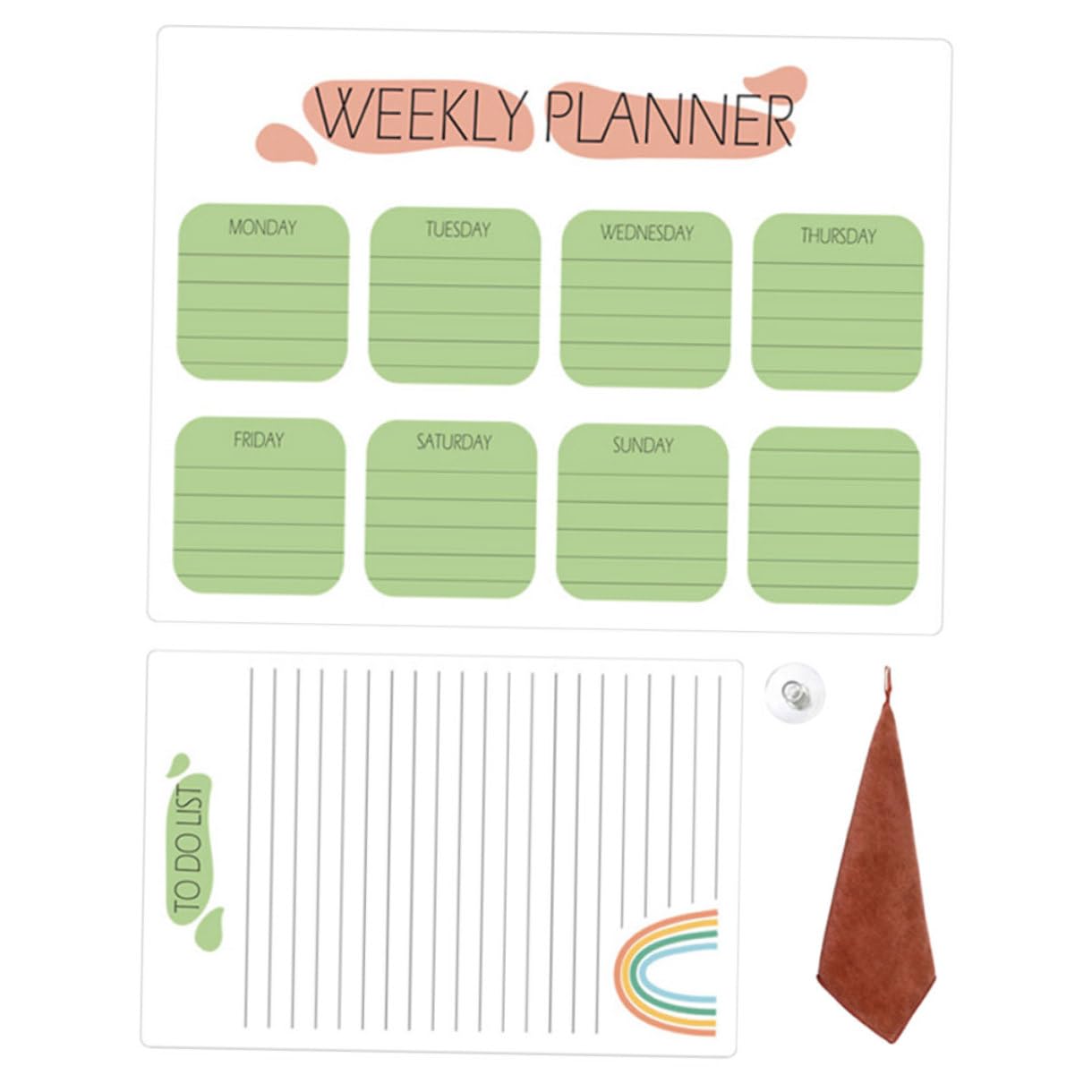 2 Sätze Magnetische Wochenplaner Whiteboard Kühlschrank Hafttafel Abwischbar Wiederverwendbar Klarer Organizer für Küche Büro und Zuhause mit Trocken Abwischbarer Oberfläche und