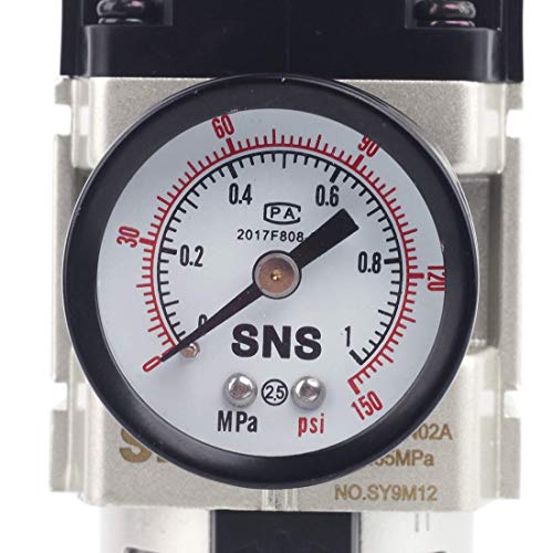 Sns AW3000-N02A 1/4''Npt Compressed Air Compressor Pressure Filter Regulator Piggyback Combo thumb #4