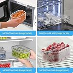 Damynuo 5 Emballage de contenants de fruits pour réfrigérateur - Conteneurs de baies claires avec conlander, bacs d'organisateur de réfrigérateur hermétiques avec poignée d'évent pour les organisateurs de réfrigérateur et de stockage garder frais