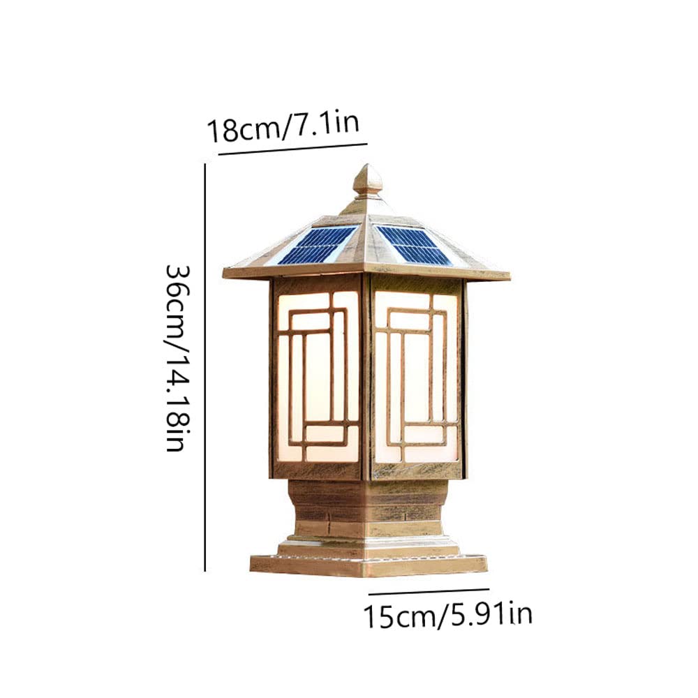 LED Solar Lampions Automatisches Ein- und Ausschalten Vintage Fenster Design Aluminium Druckguss Säulenlampe IP65 Wasserdichte Staubkappe Lichter mit Pier Montage