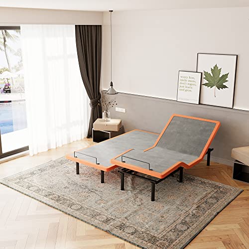Image of ESHINE Split King Adjustable Bed Frame - Independent Control, Adjustable Bed with Massage, Wireless Remote, Foot&Head Incline, Zero Gravity, Dual USB Ports, Under Bed Light, E3000 Premium Series