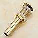 Hiendure® Brass Bathroom Vessel Sink Pop Up Drain Stopper without Overflow, Gold