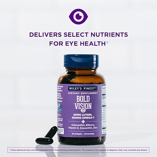 Miniatura 2 de Wiley's Finest Wild Alaskan Fish Oil Bold Vision - Suplemento de salud ocular de aceite de pescado con luteína, zeaxantina, arándano, omega-7,