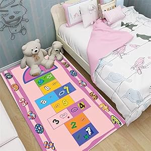 Kunsen Vloerkleed, antislip, voor thuis, slaapkamer, baby, kruipende cartoon, kinderkamer, cartoon, kamerdecoratie, tieners, roze, keukentapijt, wasbaar, tapijt voor woonkamer, moderne decoratie, kinderkamer, jongens, 160 x 230 cm