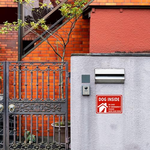 Image of CVANU Dog Inside in Case of Emergency Please Save Our Dog Warning Safety Self-Adhesive Waterproof PVC Vinyl Sign Sticker Size (11.7inchX8.3inch) Pack of 10