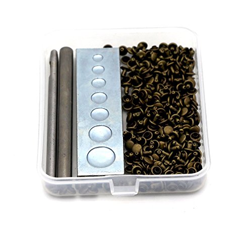 Junetree Passion Sûrement Série Rapid Lot d'accessoires de rivets Rivet Setter double Casquette rivets, 100 par paquet Petit Bouchon Mesurer 1/10,2 cm Leathercraft DIY