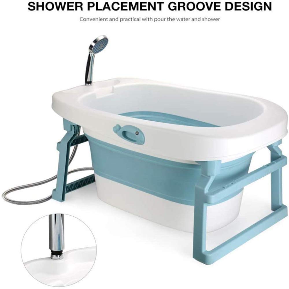 Bañera Plegable SPA Niños Bañeras, Barril Desmontable Grueso Plástico Antideslizante Baño SPA Cabina De Ducha Tamaño 85.3 X 55.5 X 43.7 Cm,Blue