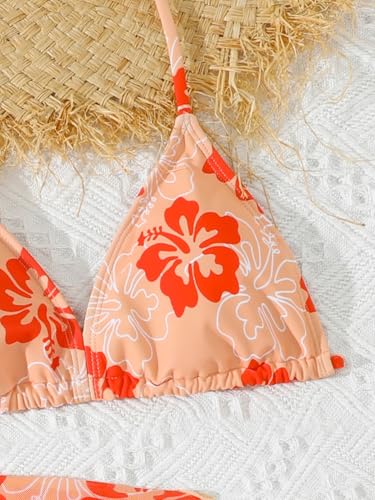Image of SEGT Girl's 3 Piece Striped Bikini Swimwear Cute Swimsuits Bathing Suit High Waisted with Cover Up Beach Skirt