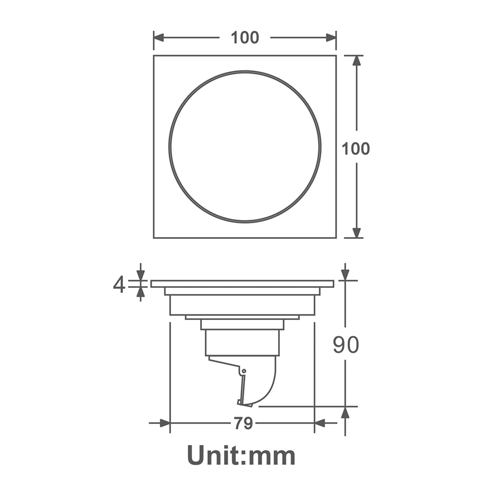 Nucleo di drenaggio a Pavimento, valvola antiodore Piletta di Scarico for Doccia da 4 Pollici con Coperchio Rimovibile(Black)