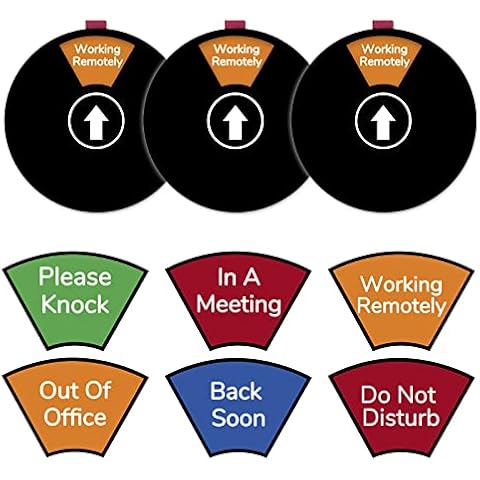 Office Private Sign, 6 Options Office Door Hanging Sign, Do Not Disturb Sign for Office, Please Knock office door signs, In a Meeting door signs for office, Work remotely out of office door sign, 6 In Cover
