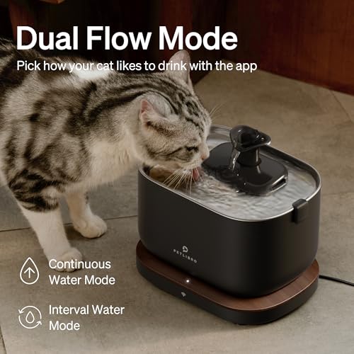 Image of Bundle of PETLIBRO App Monitoring Cat Water Fountain with Wireless Pump + 4 Packs Genuine Replacement Filters, 2.5L /84oz Dockstream Pet Water Fountain for Cats Inside, Auto Cat Water Dispenser Dog