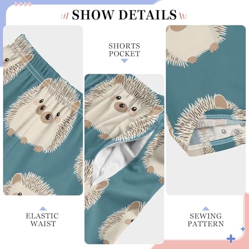 Pajama Pants Gray Hedgehogs Blue Pattern PJ Bottoms Sleepwear Lounge Sleep Pant with Pockets4