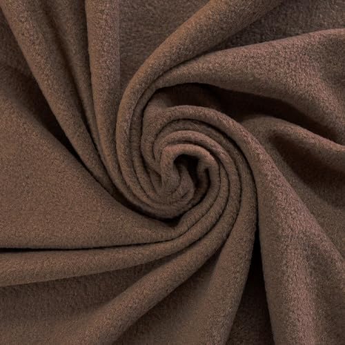 Generic Soft Plain Fleece Fabric, 300g/m2, 100% Polyester, Anti-Pilled, Lightweight Brushed Material, Chocolate Brown, Per Metre