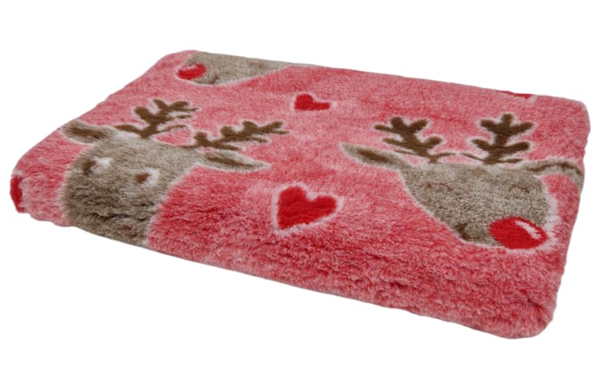 WOOF AND PUP | Non Slip Vet Bedding | Christmas Designs | Machine Washable | UK Manufactured | Non-slip | Dog Bed | Whelping | Vet Bed (Reindeer, 150cm x 100cm (60" x 40"))