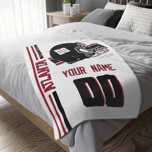 Image of Atlanta Throw Blanket Custom Name and Number Personalized Gifts for Men and Women