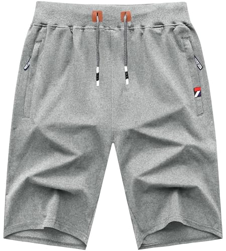 GEEK LIGHTING Mens Shorts Casual Cotton Drawstring Zipper Pockets Elastic Waist Lightweight Summer Athletic Beach Shorts