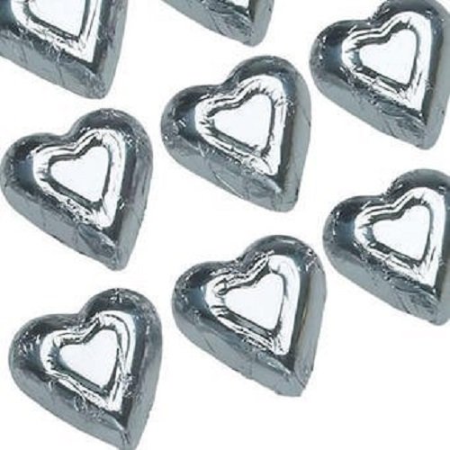 Mini Silver Hearts Solid Milk Chocolate - 1 Pound