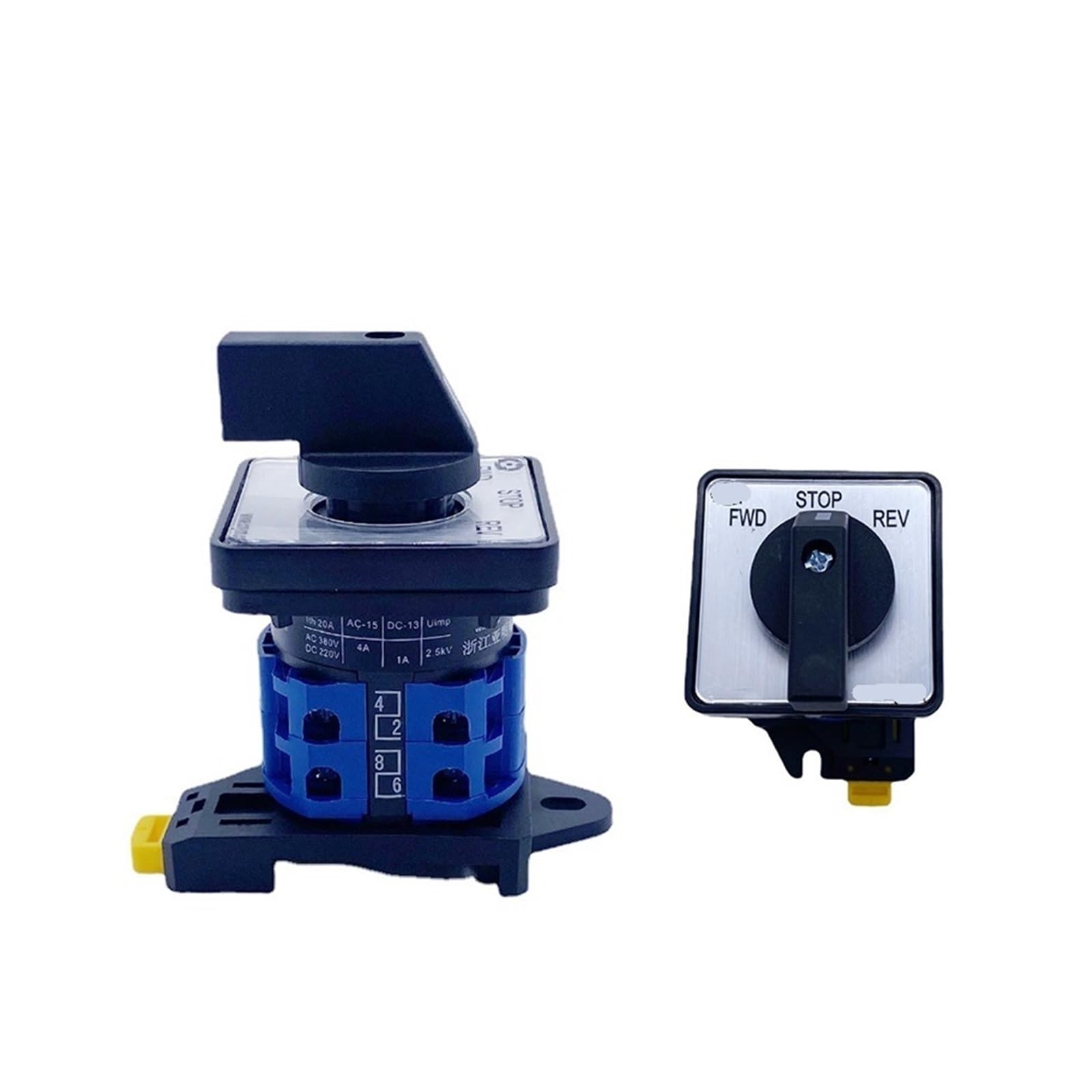 JGNAYRKJQI YMW26 LW26-25/2 Rail Mount FWD-Stop-REV Changeover Rotary Cam Switch 25A 690V Selector Silver Contact Control Motor LW28