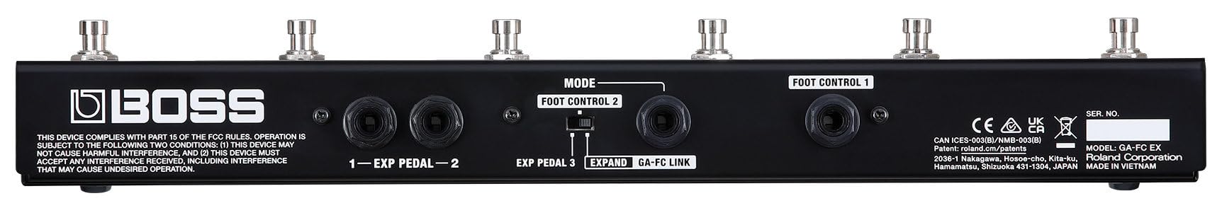 Controlador de pedal BOSS GA-FC EX para control sin manos de amplis de guitarra y bajo BOSS/Roland | Control de suelo ampliado para amplis Katana MkII