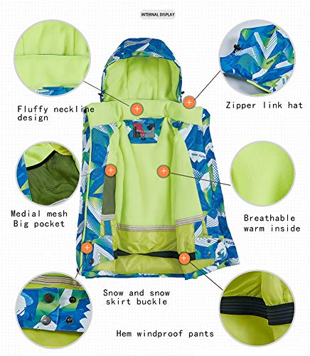 Image of Girls /Boys Snowsuits Hooded Insulated Windproof Winer Coats Ski Jacket Snow Pants Set