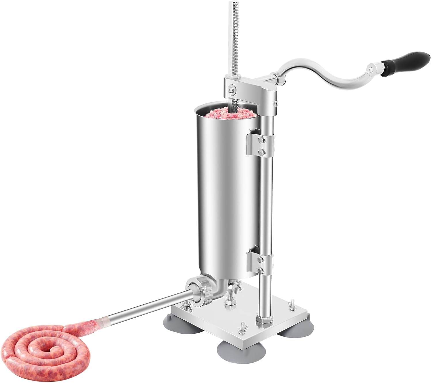 Embutidora Manual De Salchichas, 2,7 Kg (6 Lb), De Acero Inoxidable, Con Manivela, Barril Desmontable, Engranaje Reforzado Y Base De Succión Para Cocina Doméstica Y Restaurante.
