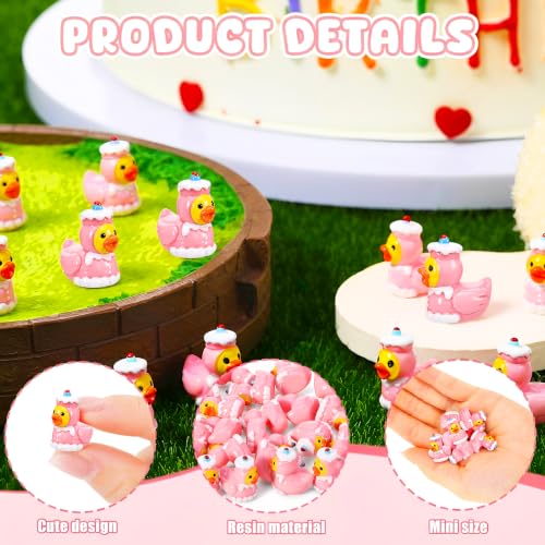 Image of 50 Pcs Cake Ducks Toy Figures, Mini Cake Resin Ducks Bulk, Tiny Cakes Figurine Dress up Duck Toy for Party Favors (Pink)