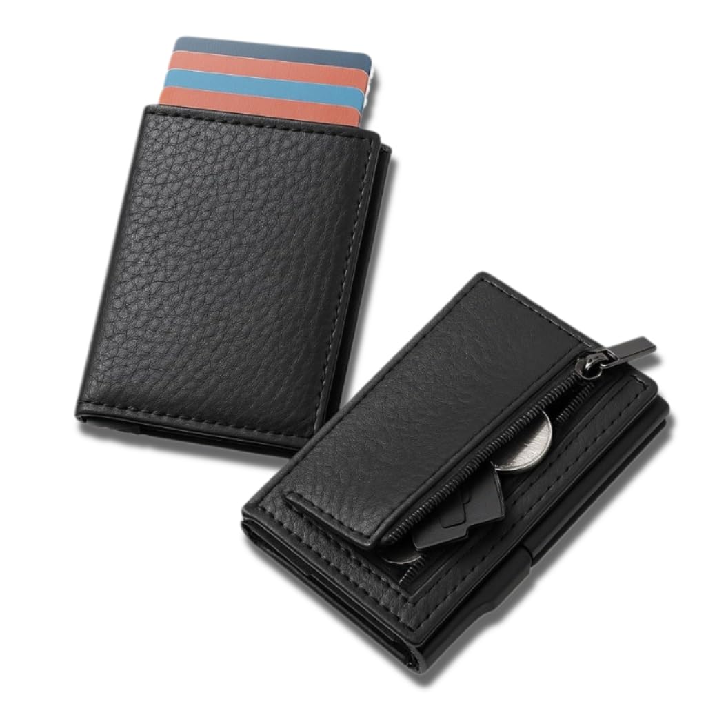 RFID Protezione Portafoglio Maschile Slim Black – Portafoglio con Scomparto per Carte da Visita per Uomini e Compartment
