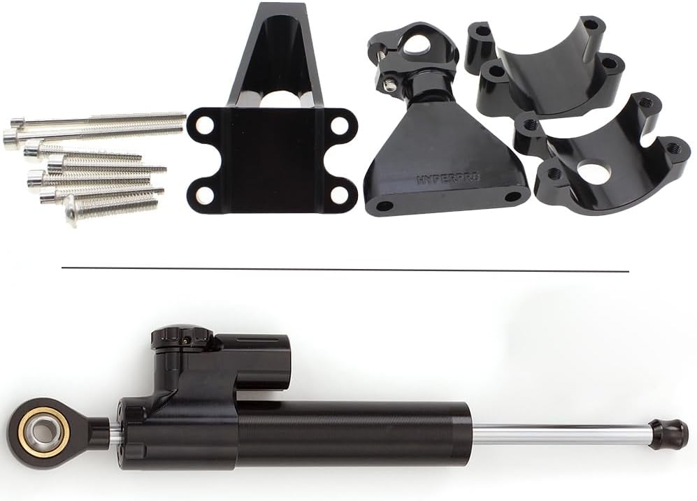 FXCNC Motorcycle CNC Steering Damper Stabilizer Buffer Control Bar With Mounting Bracket Kit Full Set Compatible with CBR600 F4 F4i 1999-2003