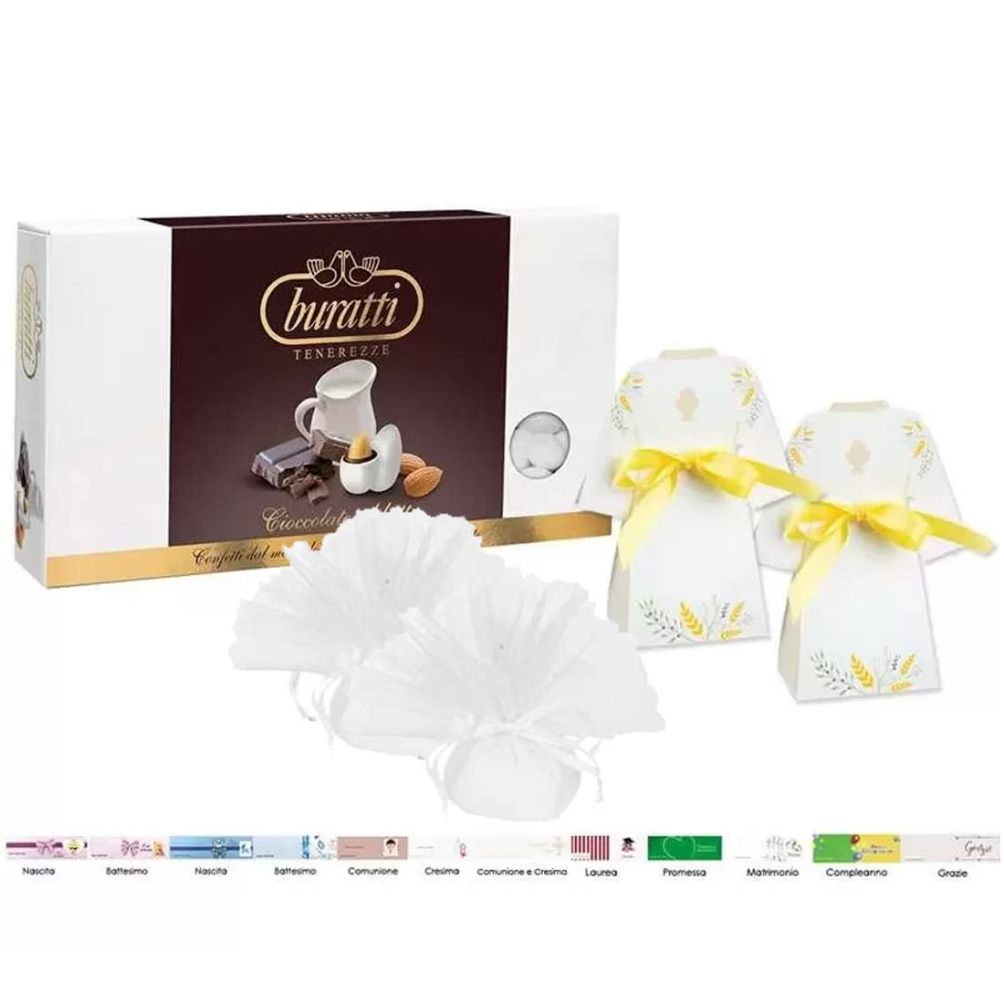 irpot Kit Scatoline Porta Confetti Comunione/Cresima Tunica 16858 40pz + Confetti (Buratti)