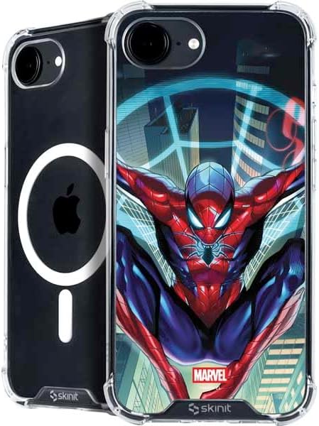 Skinit Phone Case Compatible with MagSafe iPhone 16e - Officially Licensed Marvel Spiderman Group Wall Design