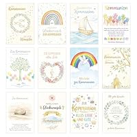Edition Seidel Set 12 Glückwunschkarten zur Kommunion mit Umschlag. Grusskarten Kommunionskarten Doppelkarten Klappkarten Kartenset Karte Spruch Kinder Jugendliche (SW026)