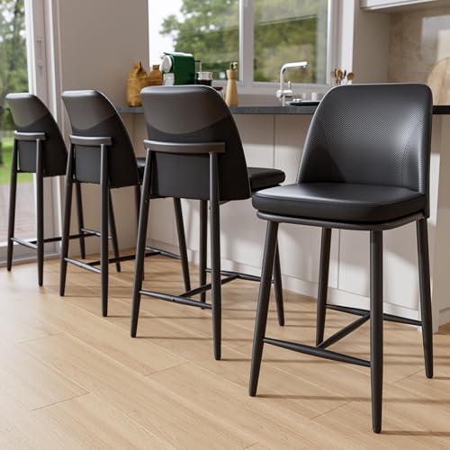 Image of GXJ Black Counter Height Bar Stools Set of 4, Dual Textured Seats