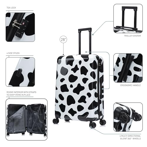 Image of InUSA Cow Print 28-Inch Large Hardside Spinner Luggage Lightweight Travel