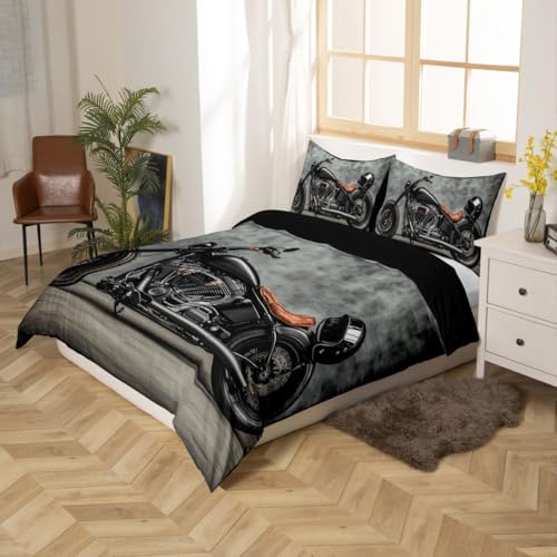 Image of Feelyou Dirt Bike Comforter Cover Set Vintage Motorcycle Duvet Cover for Kids Boys Teens Motocross Extreme Sports Bedding Set 1 Pillowcase Twin Size
